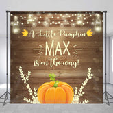 Aperturee Aperturee A Little Pumpkin Is On The Way Custom Backdrop Rustic Wood and Pumpkin Fall Themed Baby Shower Banner Decor